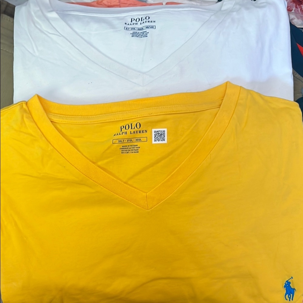 Ralph Lauren Yellow and White V-Neck T-Shirts Summer!!